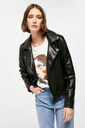 Faux leather biker jacket in black