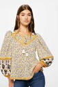 Floral Boho Blouse with Bordering in camel