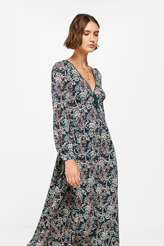 Paisley Print Midi Dress in natural